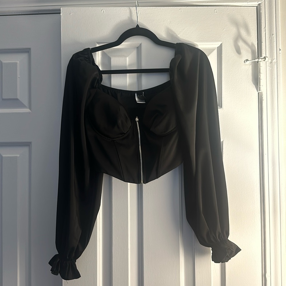 Windsor Cropped Corset Long Sleeve Top